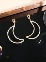 1 Pair Simple Style Shiny Moon Rhinestone Drop Earrings sku image 12