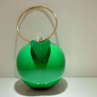 Women's Small PVC Persimmon Streetwear Round Lock Clasp Handbag Crossbody Bag sku image 2