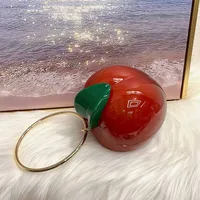 Women's Small PVC Persimmon Streetwear Round Lock Clasp Handbag Crossbody Bag sku image 6