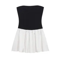 Women's Pleated Dress Casual Simple Style Strapless Pleated Sleeveless Multicolor Above Knee Daily main image 2