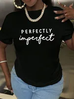 Women's T-shirt Short Sleeve T-Shirts Printing Casual Vocabulary Words/Name main image 1