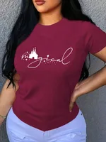 Women's T-shirt Short Sleeve T-Shirts Printing Casual Vocabulary Words/Name main image 3