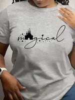 Women's T-shirt Short Sleeve T-Shirts Printing Casual Vocabulary Words/Name main image 4