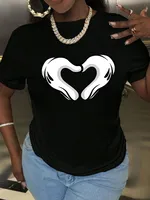 Women's T-shirt Short Sleeve T-Shirts Printing Casual Heart Shape sku image 8