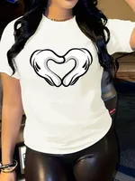 Women's T-shirt Short Sleeve T-Shirts Printing Casual Heart Shape sku image 2