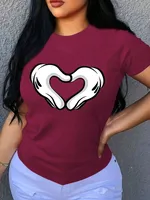 Women's T-shirt Short Sleeve T-Shirts Printing Casual Heart Shape sku image 15