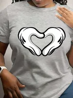 Women's T-shirt Short Sleeve T-Shirts Printing Casual Heart Shape sku image 17