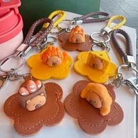 1 Piece Cute Capybara Pu Leather Unisex Lobster Trigger Clasp Closure Bag Pendant Keychain main image 1