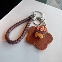 1 Piece Cute Capybara Pu Leather Unisex Lobster Trigger Clasp Closure Bag Pendant Keychain main image 4