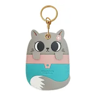 1 Piece Cute Cat Pu Leather Alloy Unisex Bag Pendant Card Holder Keychain sku image 1