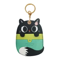 1 Piece Cute Cat Pu Leather Alloy Unisex Bag Pendant Card Holder Keychain sku image 3