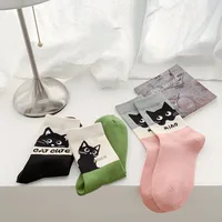 Women's Cute Sweet Letter Cat Cotton Crew Socks A Pair main image 2