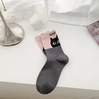 Women's Cute Sweet Letter Cat Cotton Crew Socks A Pair sku image 2