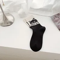 Women's Cute Sweet Letter Cat Cotton Crew Socks A Pair sku image 3