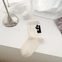 Women's Cute Sweet Letter Cat Cotton Crew Socks A Pair sku image 5