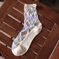 Women's Cute Flower Cotton Glass Filament Crew Socks 10 Pairs sku image 5