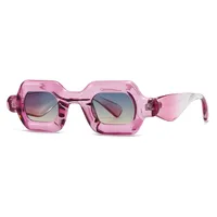 Casual Solid Color Pc Gradient Tinted Lenses Square Full Frame Glasses sku image 5