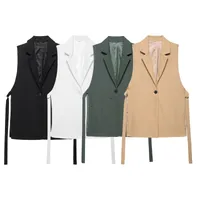Women's Sleeveless Blazers Elegant Business Formal Solid Color main image 1