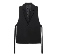 Women's Sleeveless Blazers Elegant Business Formal Solid Color sku image 6