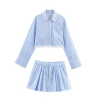 Daily Women's Casual Stripe Spandex Polyester Lace Skirt Co-ord Set Shorts Sets main image 2