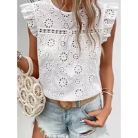 Women's Blouse Short Sleeve Blouses Casual Elegant Flower main image 2