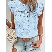 Women's Blouse Short Sleeve Blouses Casual Elegant Flower sku image 16