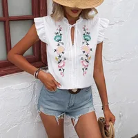 Women's Blouse Short Sleeve Blouses Casual Elegant Flower main image 3