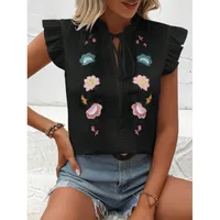 Women's Blouse Short Sleeve Blouses Casual Elegant Flower main image 2