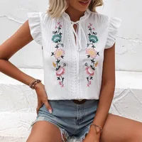 Women's Blouse Short Sleeve Blouses Casual Elegant Flower main image 5