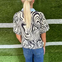Women's T-shirt Half Sleeve Blouses Streetwear Color Block Zebra main image 2
