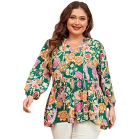 Women's T-shirt Long Sleeve Blouses Casual Vacation Color Block Flower main image 5