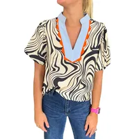 Women's T-shirt Half Sleeve Blouses Streetwear Color Block Zebra main image 4