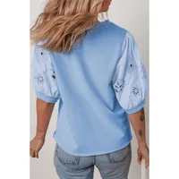 Women's T-shirt Half Sleeve Blouses Simple Style Streetwear Solid Color Flower main image 4