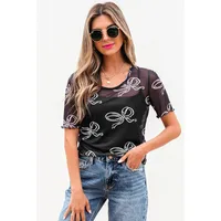 Women's T-shirt Short Sleeve T-Shirts Simple Style Streetwear Bow Knot main image 2
