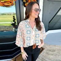 Women's T-shirt 3/4 Length Sleeve T-Shirts Elegant Vintage Style Geometric main image 3