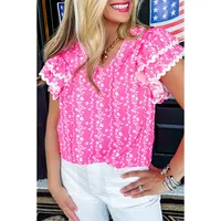 Women's Chiffon Shirt Short Sleeve Blouses Casual Vacation Flower main image 1