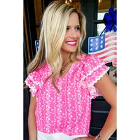 Women's Chiffon Shirt Short Sleeve Blouses Casual Vacation Flower main image 2