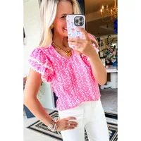 Women's Chiffon Shirt Short Sleeve Blouses Casual Vacation Flower main image 3