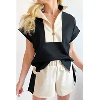 Daily Street Women's Simple Style Streetwear Color Block Polyester Viscose Fiber Shorts Co-ord Set Shorts Sets main image 1