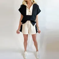 Daily Street Women's Simple Style Streetwear Color Block Polyester Viscose Fiber Shorts Co-ord Set Shorts Sets main image 2