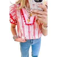 Women's T-shirt Short Sleeve T-Shirts Casual Simple Style Stripe sku image 4