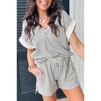 Casual Street Women's Simple Style Classic Style Stripe Polyester Viscose Fiber Shorts Co-ord Set Shorts Sets main image 1