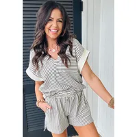 Casual Street Women's Simple Style Classic Style Stripe Polyester Viscose Fiber Shorts Co-ord Set Shorts Sets main image 2