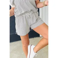 Casual Street Women's Simple Style Classic Style Stripe Polyester Viscose Fiber Shorts Co-ord Set Shorts Sets main image 4