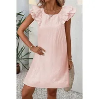 Women's S1562 Casual Simple Style U Neck Short Sleeve Solid Color Above Knee Holiday Daily main image 1