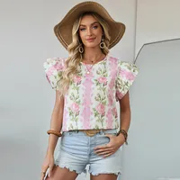 Women's T-shirt Short Sleeve T-Shirts Casual Flower main image 2