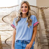 Women's T-shirt Short Sleeve T-Shirts Casual Stripe main image 3