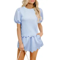 Daily Women's Casual Solid Color Spandex Polyester Viscose Fiber Pearl Shorts Co-ord Set Shorts Sets main image 5