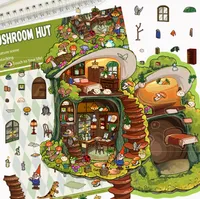 Cartoon Landscaping Mushroom Hut Sticker Miniature World 3D Hut Little Red Book Decompression DIY Scene Hand Account Sticker main image 4