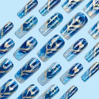 Hot Girl Glitter Love Nail Sticker Gold Grain Water Pipe Nail Nail Patch Finished Product  Hot Selling 24 Pieces Wear Nail main image 3